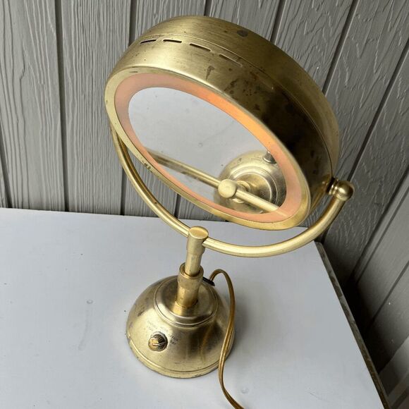 Vintage Lighted Vanity Mirror – Telescoping, Dual-Sided, Brass-Tone Metal, Extra - Picture 6 of 8